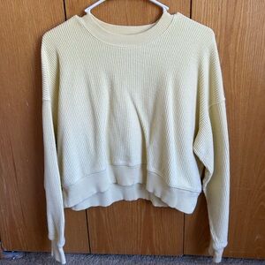 Aerie waffle crewneck pastel yellow set